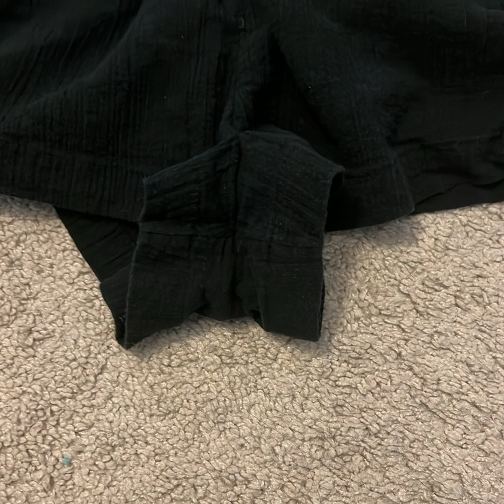Free People Cotton Linen Gauze Pull On Shorts Boho Crinkle Size XL Black - Picture 5 of 7